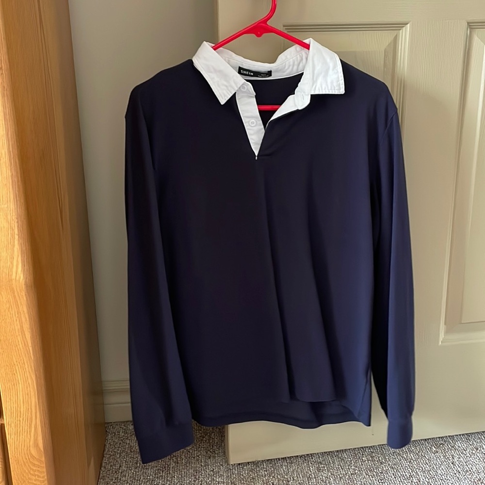 Shein mens long sleeve rugby polo. Barely worn.